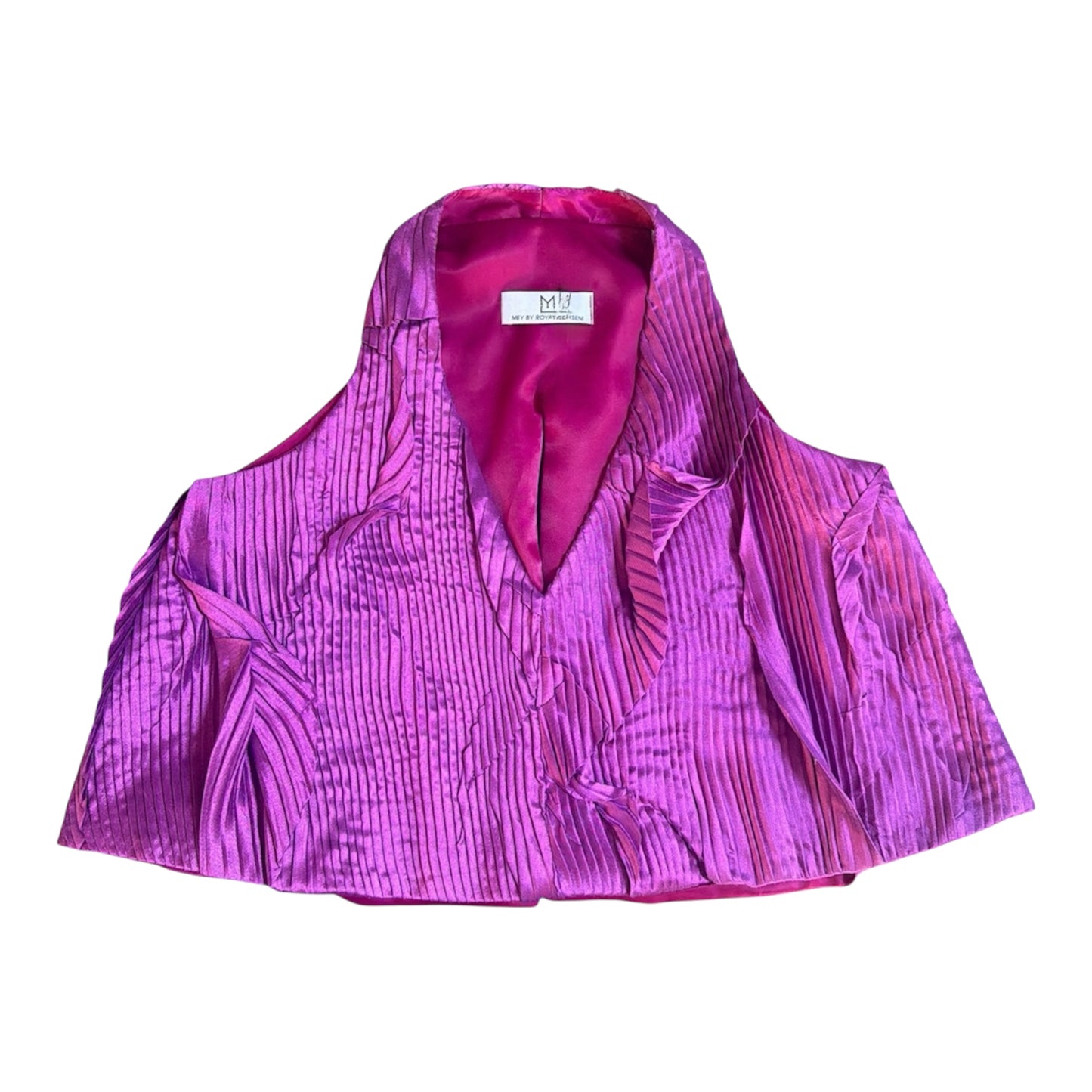 Front of the pink pleated top