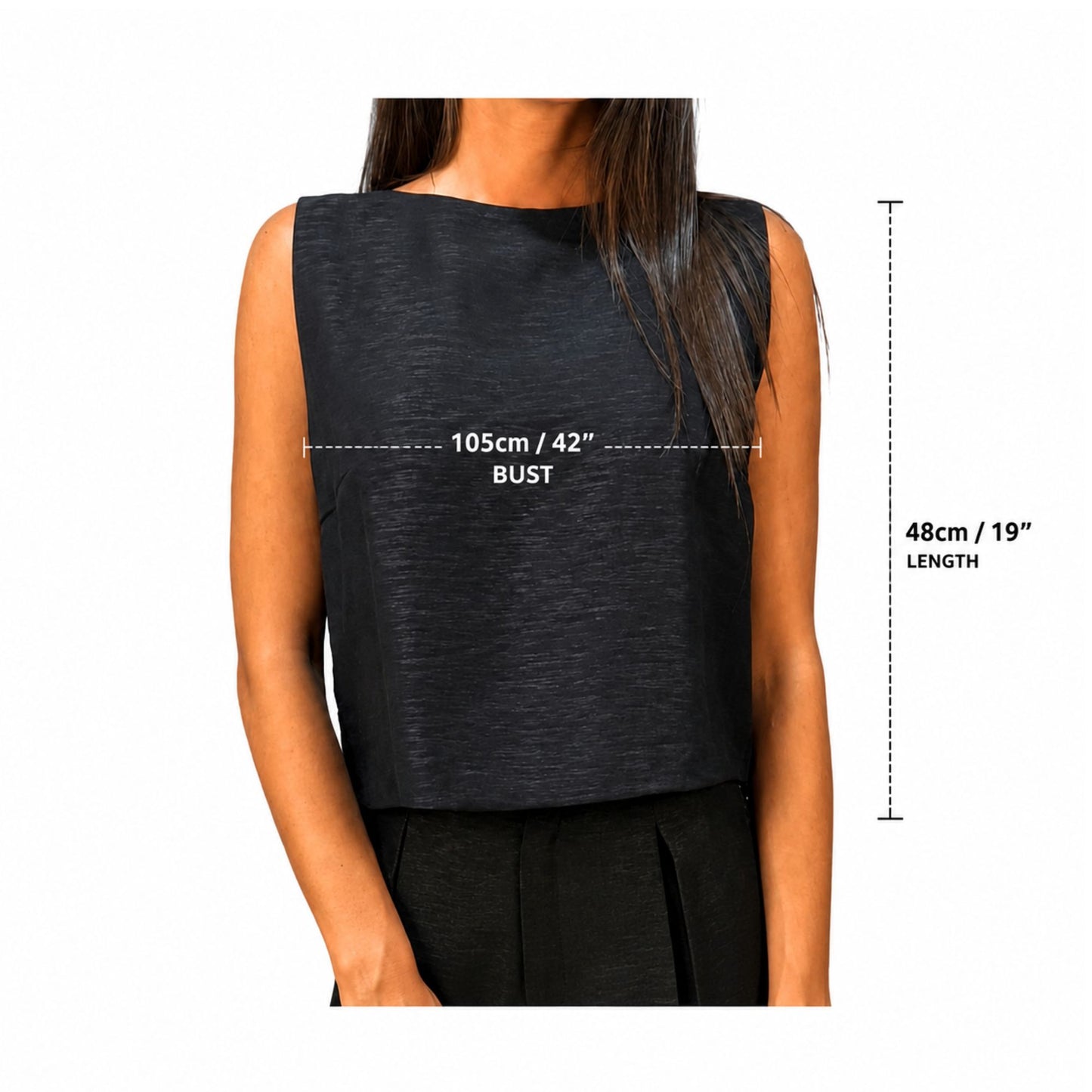 Measurement of the bust 42" and lenght of the top 19"