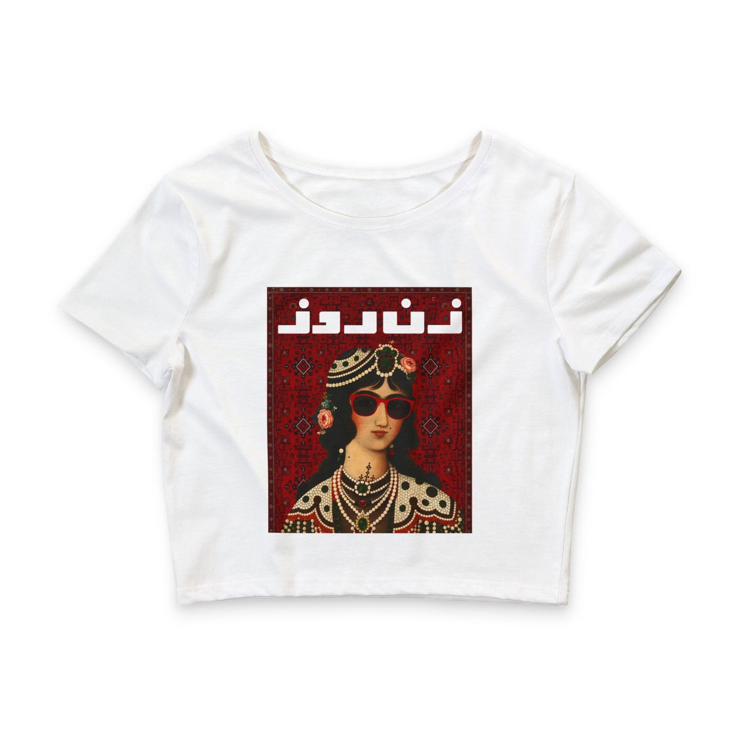 Zan Rooz Vintage Graphic Crop Top for Women – Statement Art T-Shirt