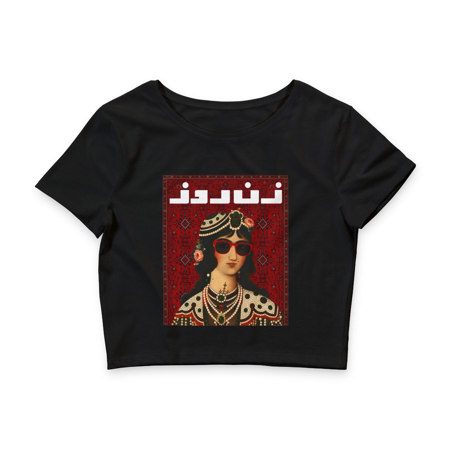 Zan Rooz Vintage Graphic Crop Top for Women – Statement Art T-Shirt