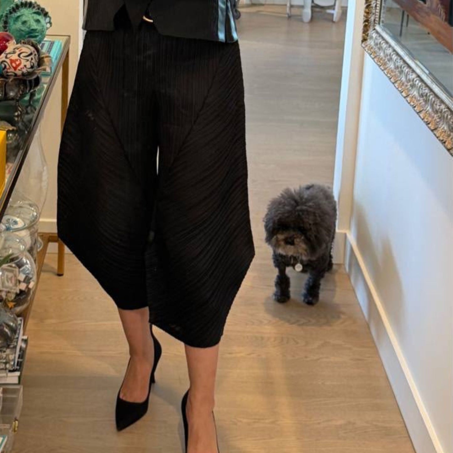 Pleated Wide-Leg Pants – One Size (S–L) – Black