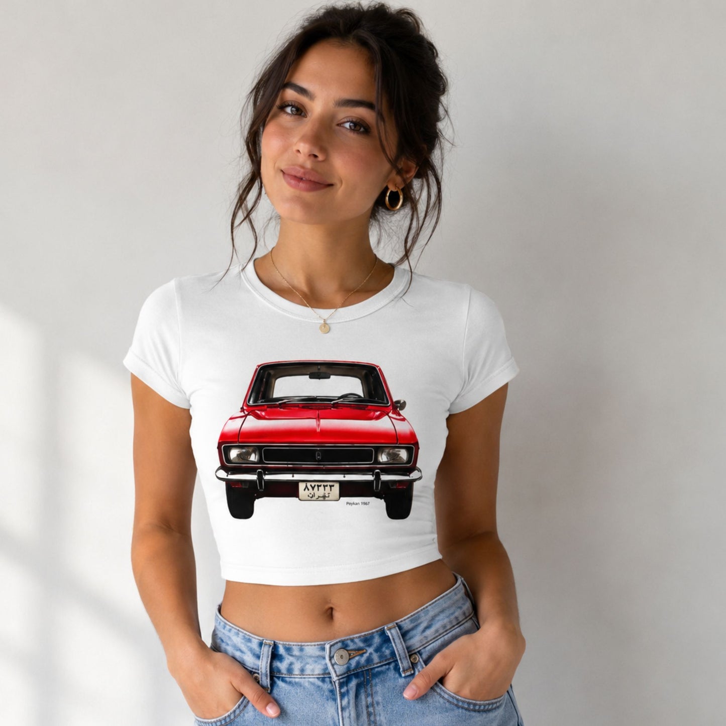 Vintage Peykan T-Shirt - Persian Classic Automobile Graphic Tee - Crop Top