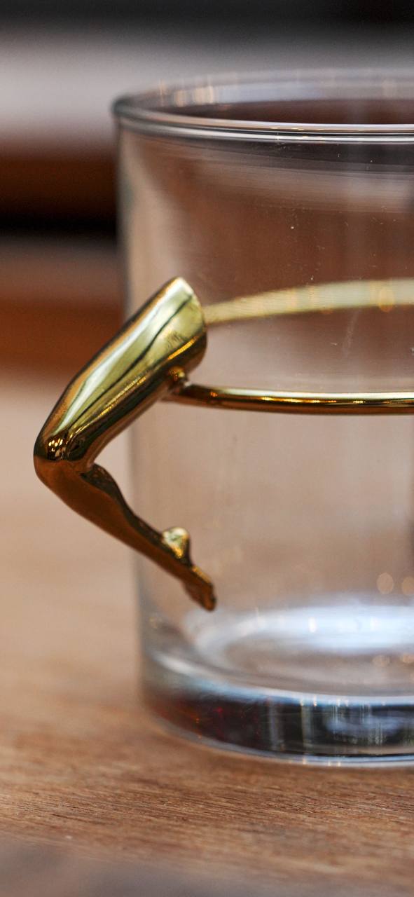 Bronze Leg Handle Tea Glass - Modern Artistic Drinkware