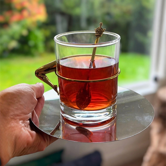 Golden Leg Handle Tea Glass – Modern Artistic Drinkware