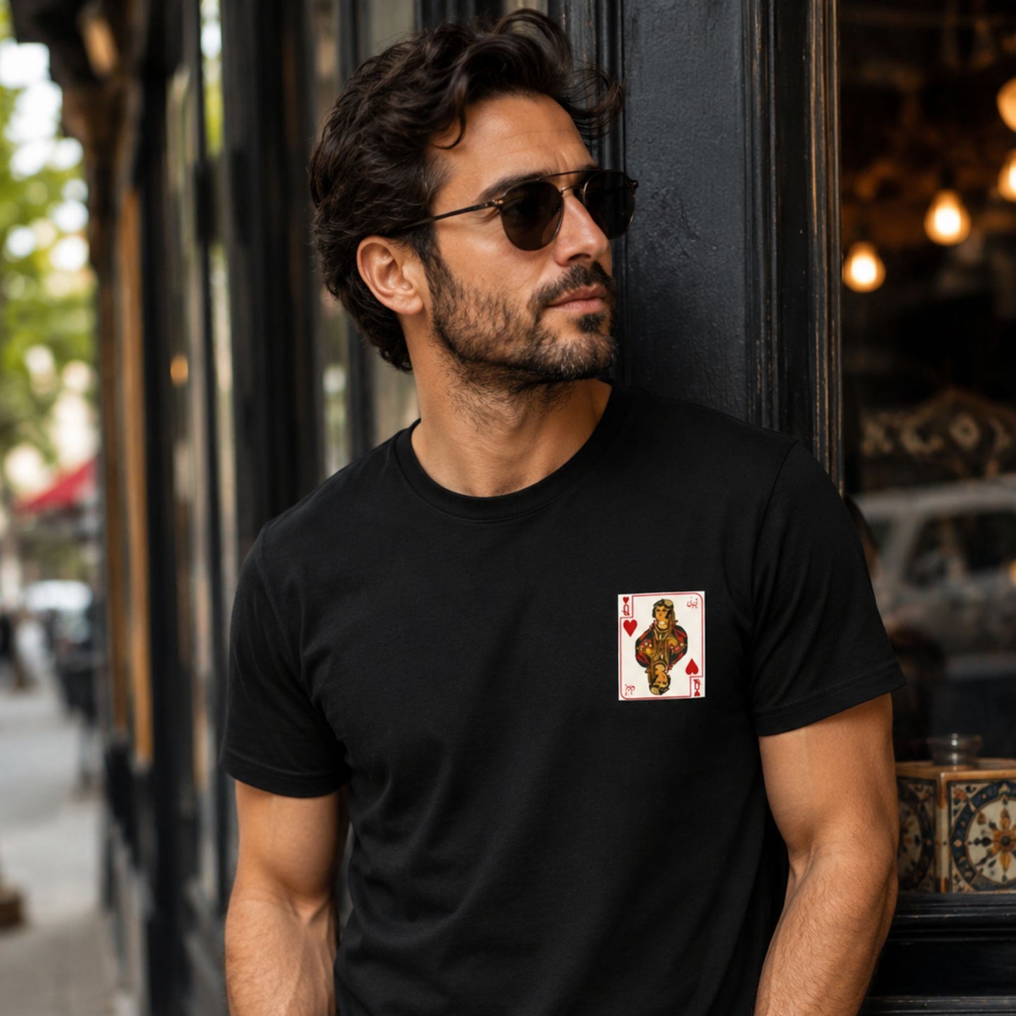 Queen of Hearts Graphic T-Shirt | Persian Bibi Playing Cards | Unisex Tee