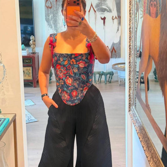 Floral Velvet Corset Top – Handmade Statement Piece