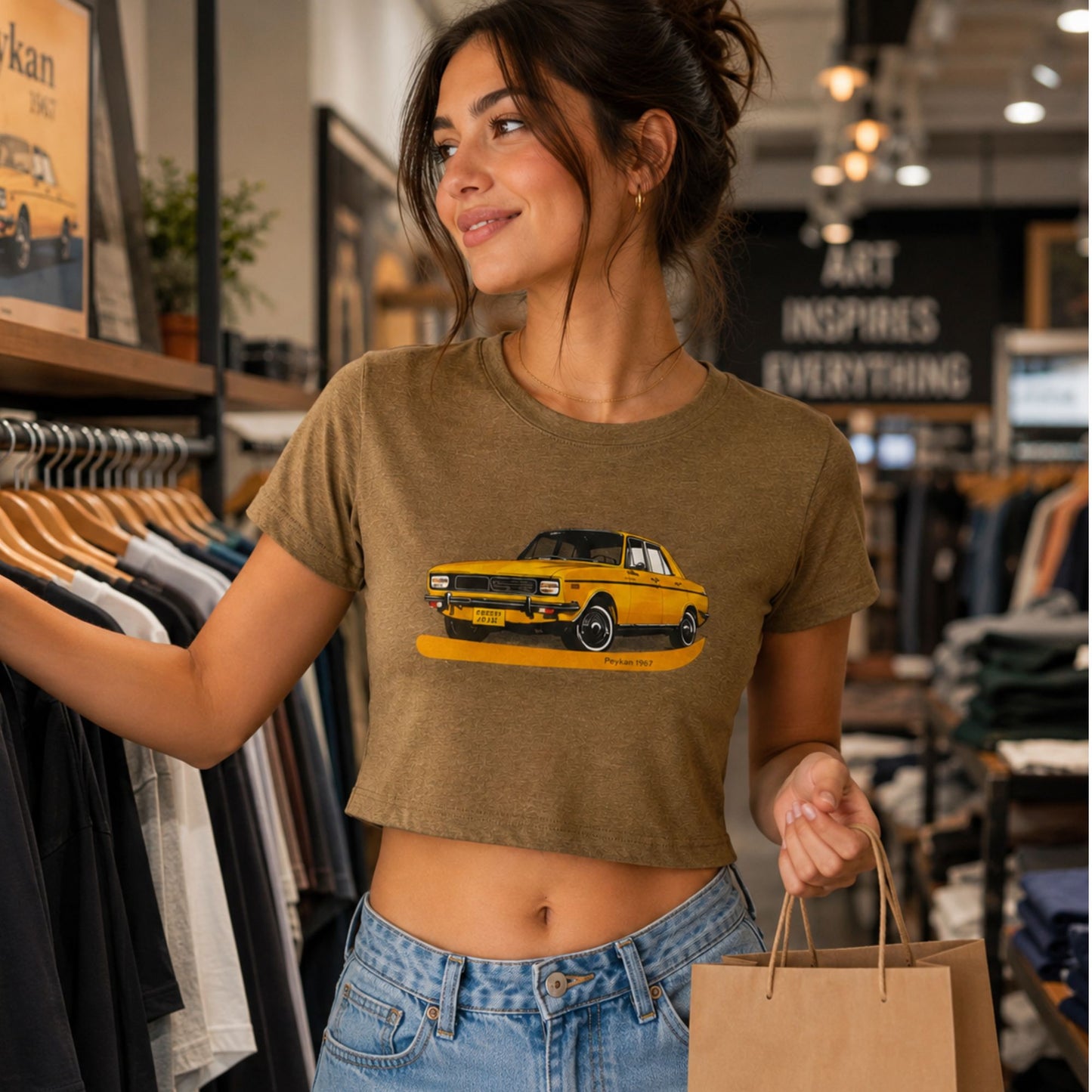 Peykan (Paykan) Classic Car - Vintage Graphic Crop Tee