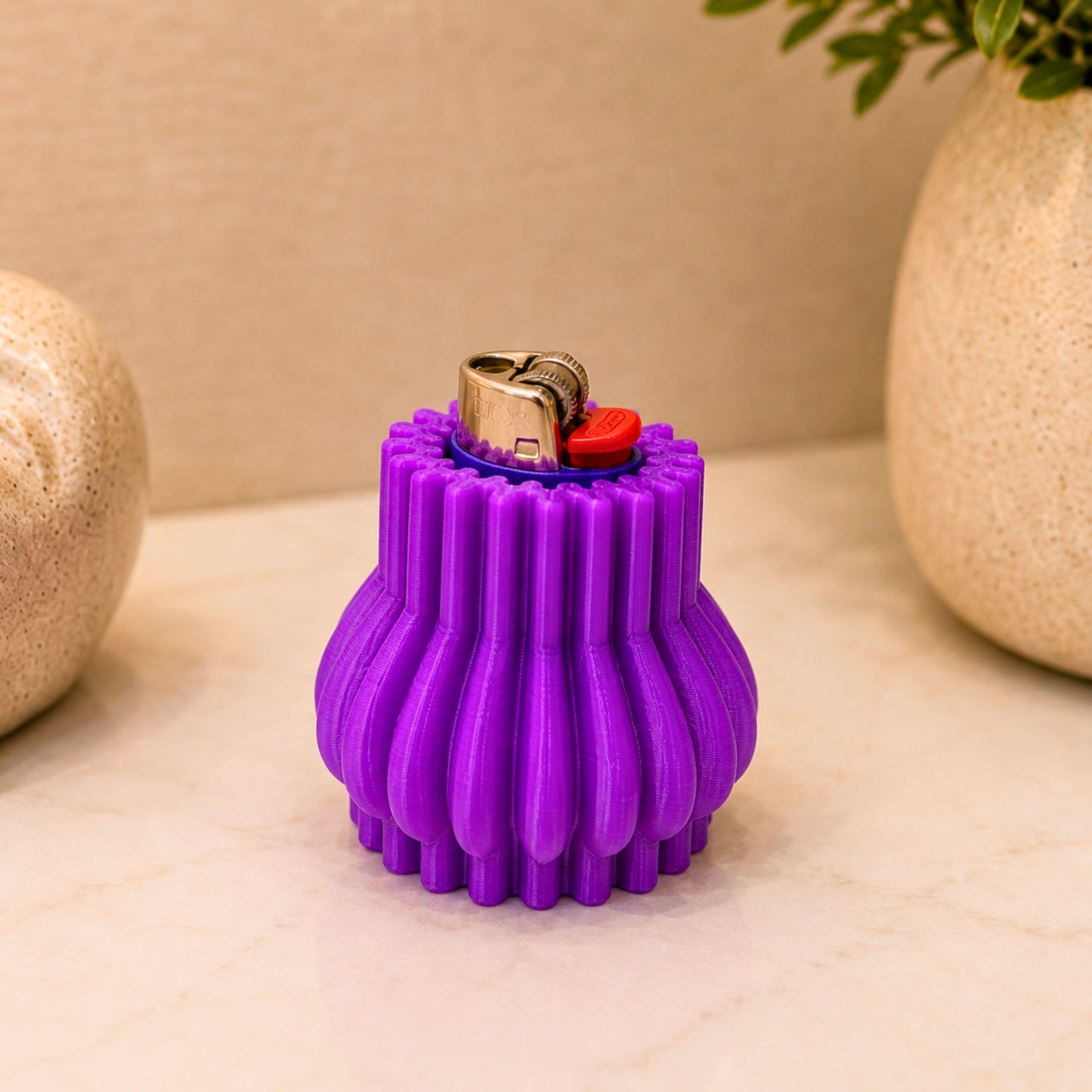 Purple texture silicon case with a ribbed outside 