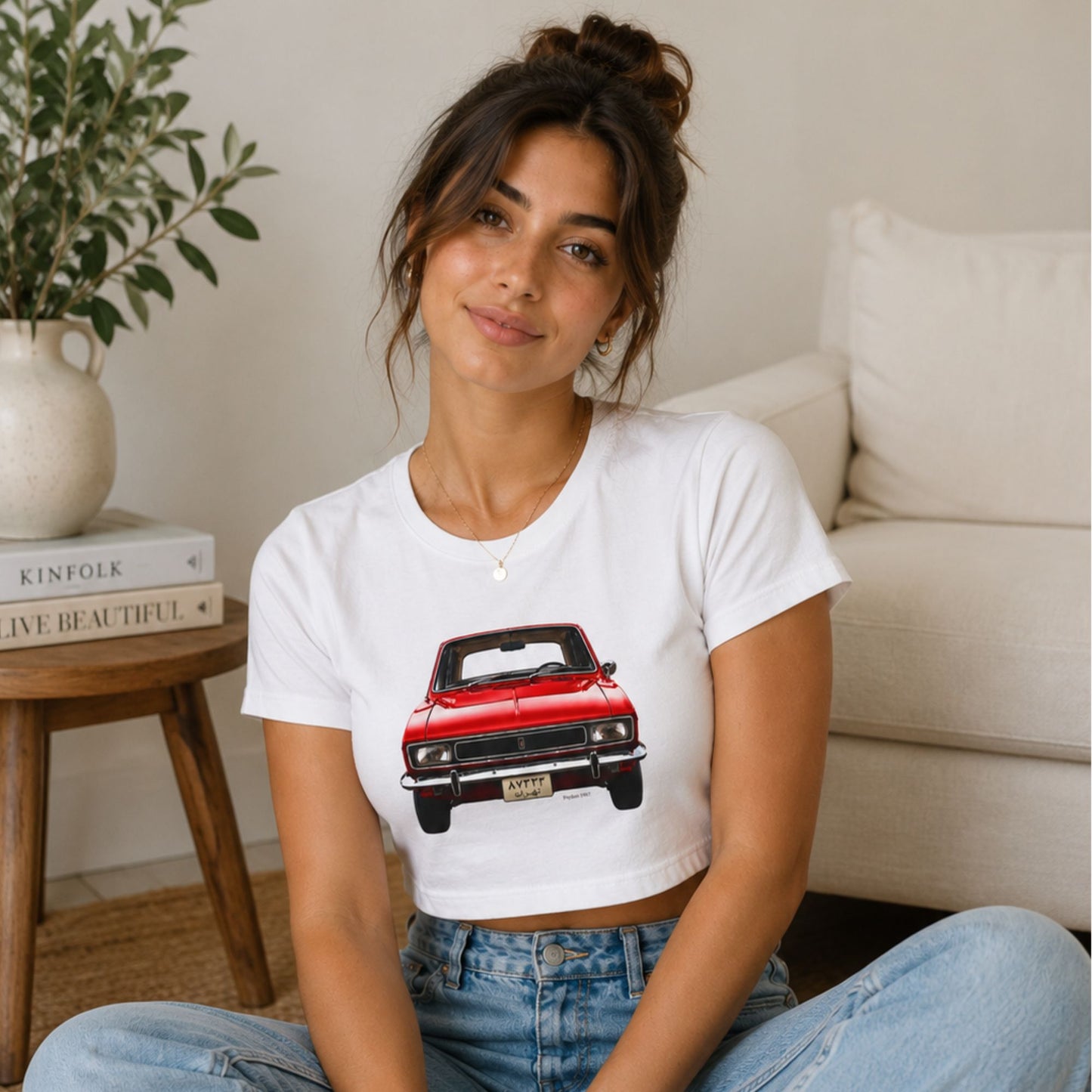 Vintage Peykan T-Shirt - Persian Classic Automobile Graphic Tee - Crop Top