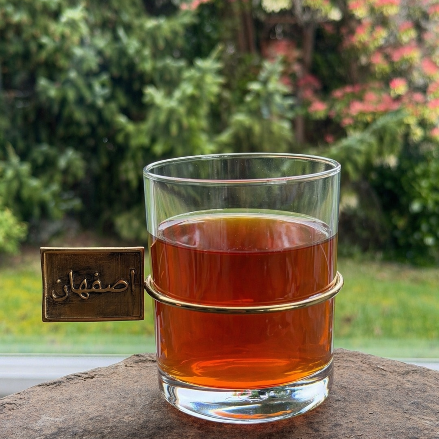 Clear tea glass with gold handle â€“ Esfahan Iran style luxury drinkware