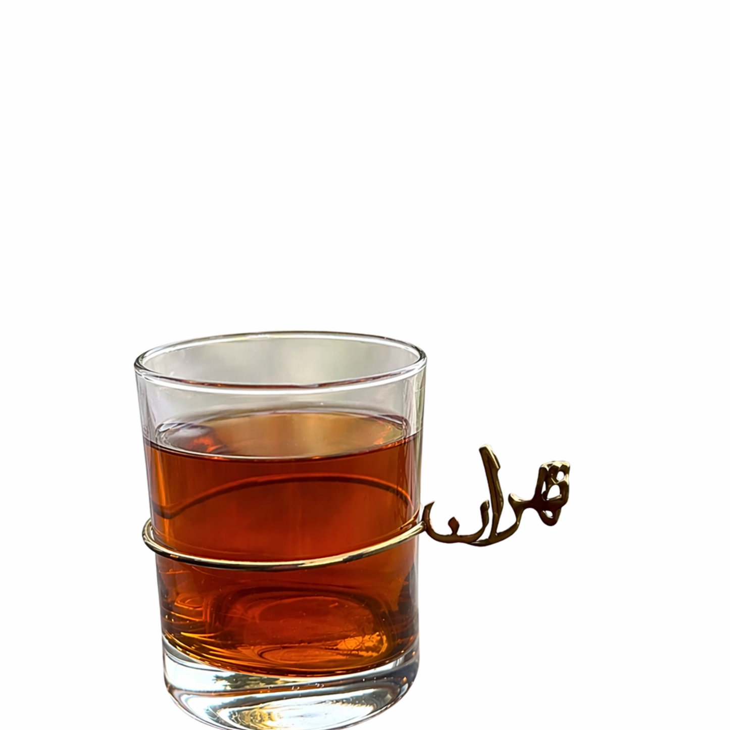 Modern clear tea glass gold handle Tehran Iran inspired design