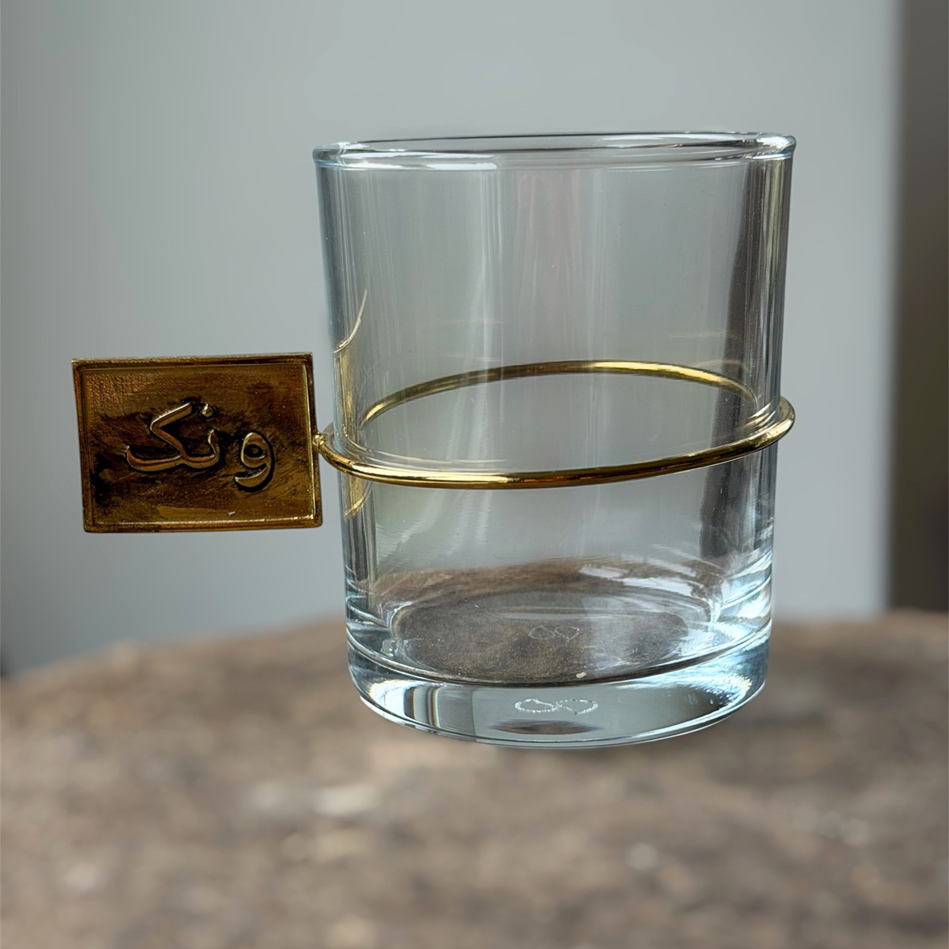 Clear tea glass with gold handle â€“ Vanak Iran style luxury drinkware