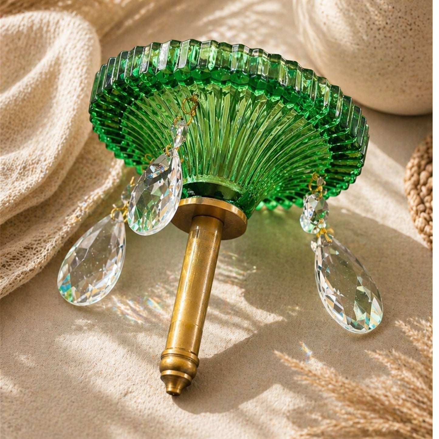 vintage-green-glass-bottle-candle-holder