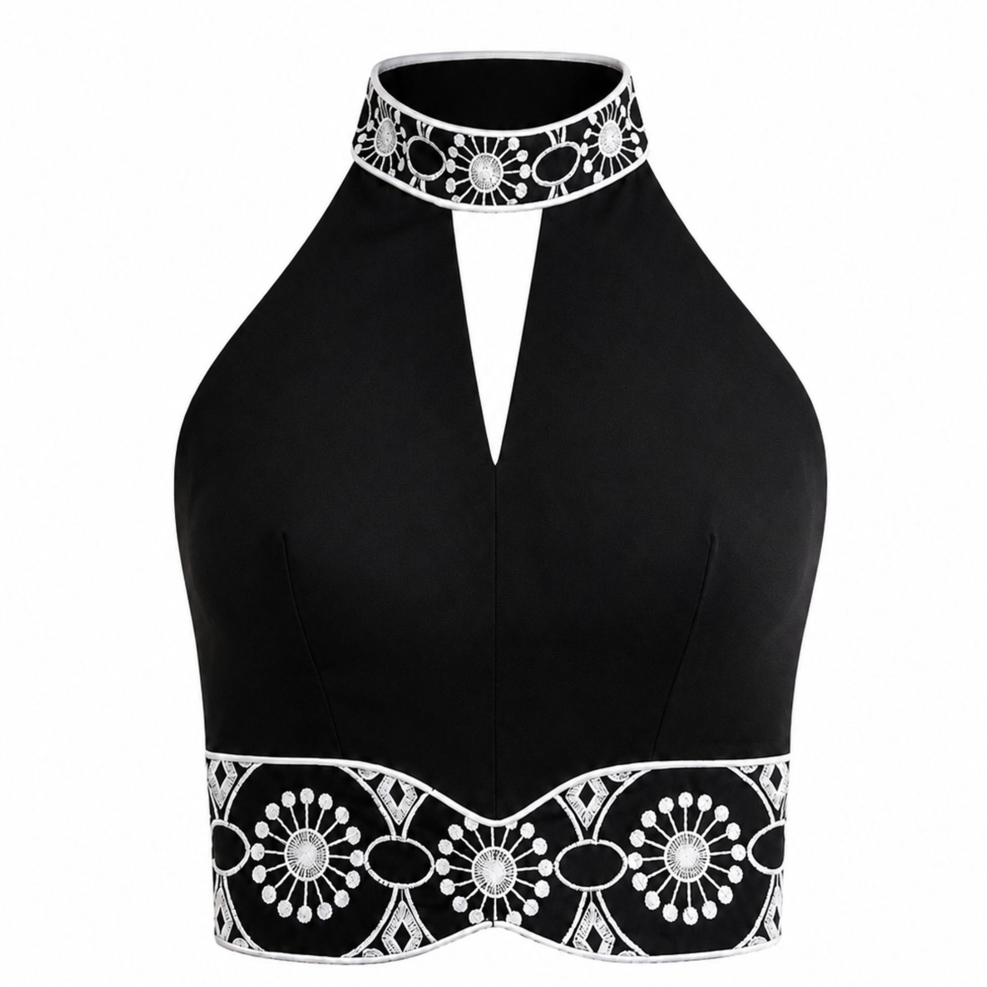 Halter neck croptop with embroidery