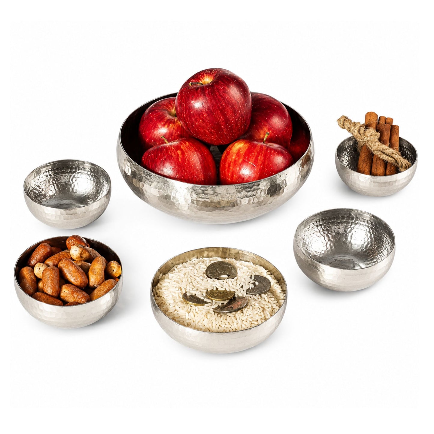 Decorative hammered white copper bowl styled for modern luxury home dÃ©cor