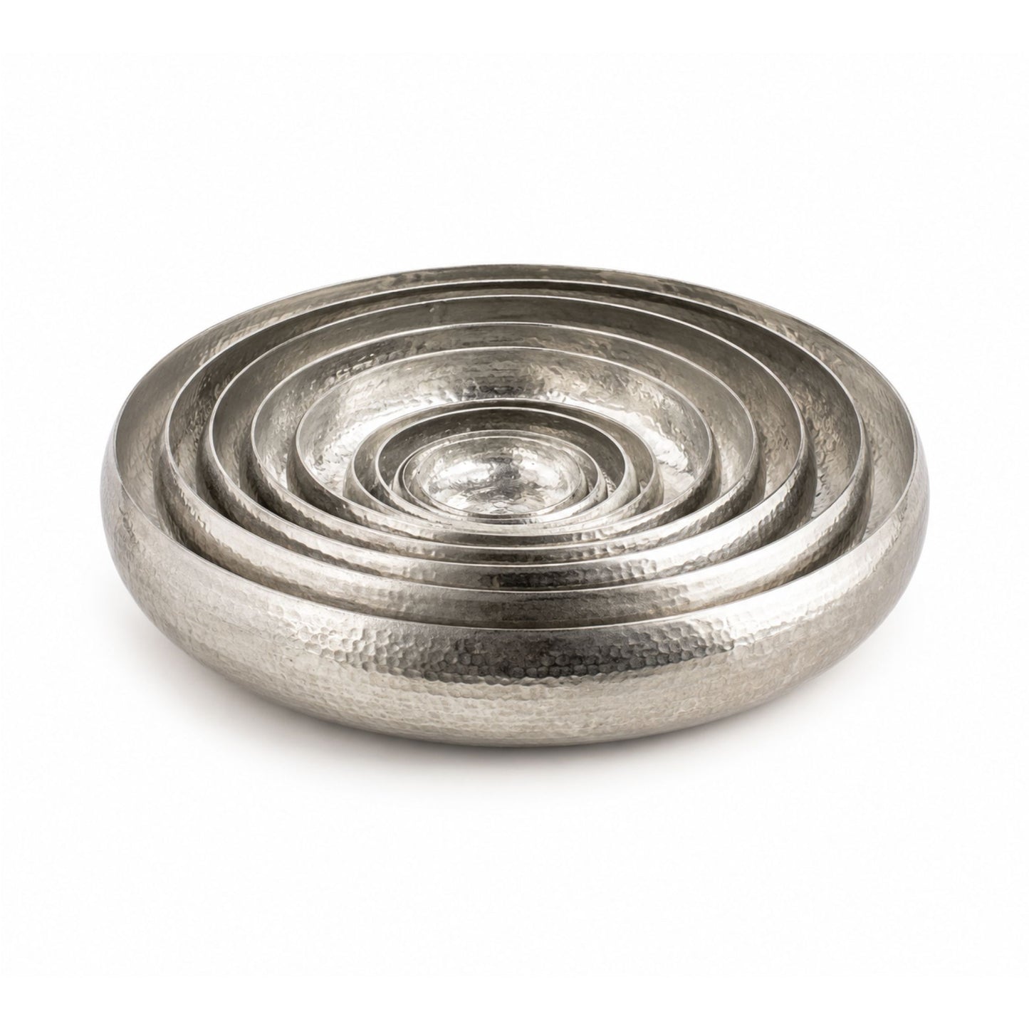 Available sizes chart for handcrafted hammered white copper bowls.