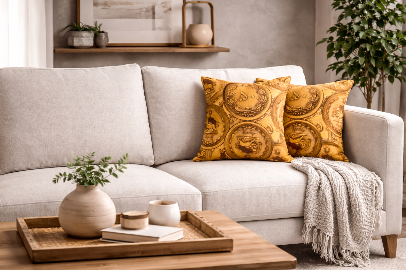 beautiful coin cushions to decorate a upscale livingroom