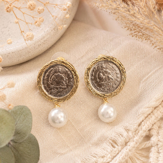 Pahlavi Persian Coin Statement Earrings