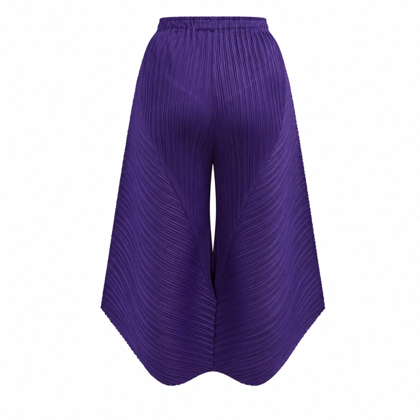 Purple pleated pants, Elastic Waistband Detail