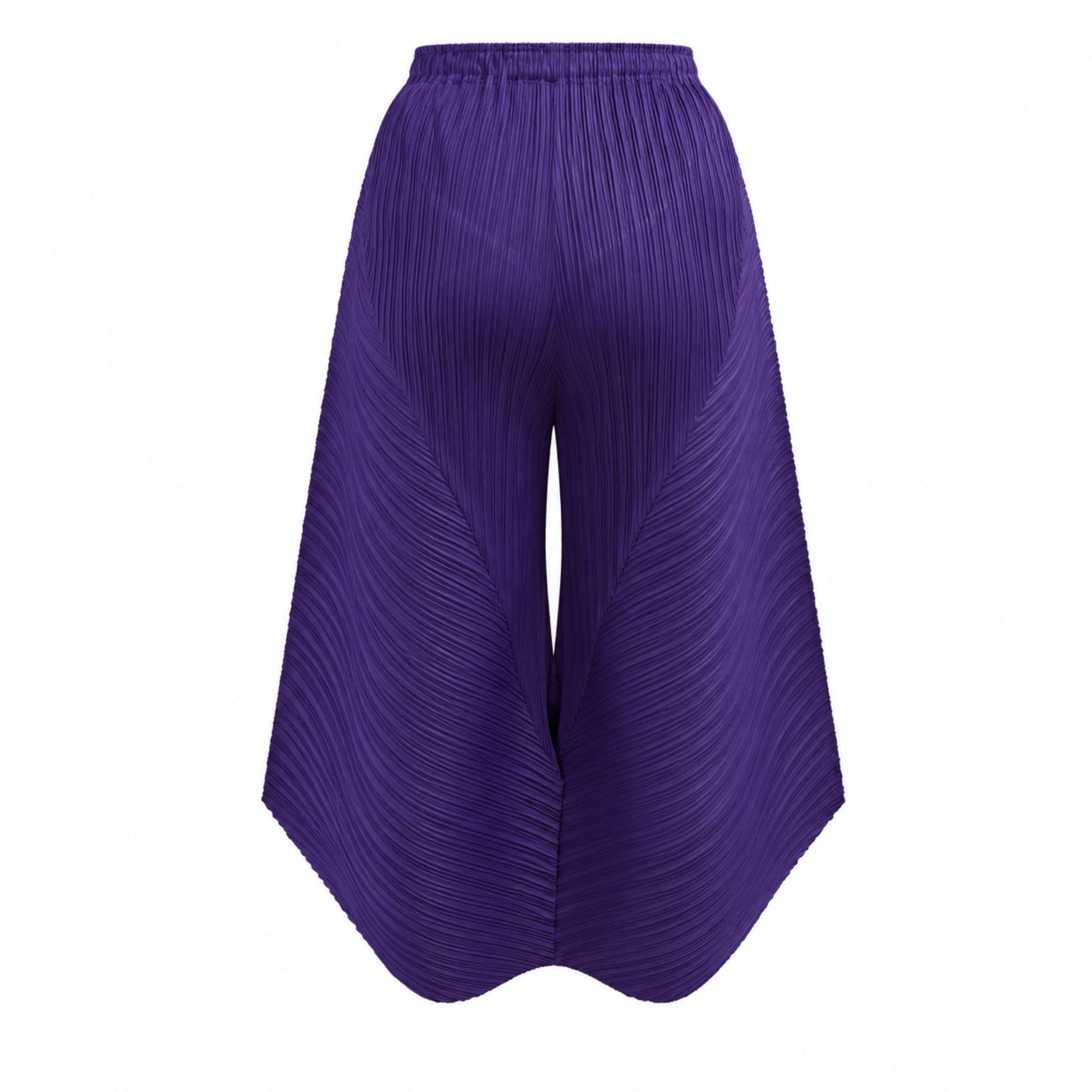 Purple pleated pants, Elastic Waistband Detail