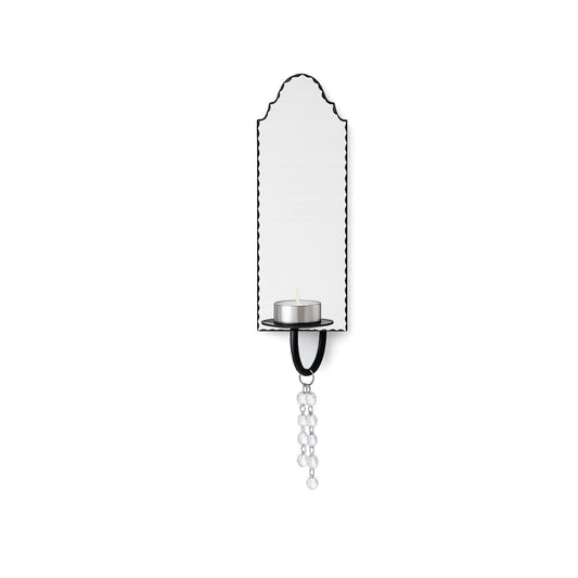 Decorative wall sconce with a mirror back and crystal accent